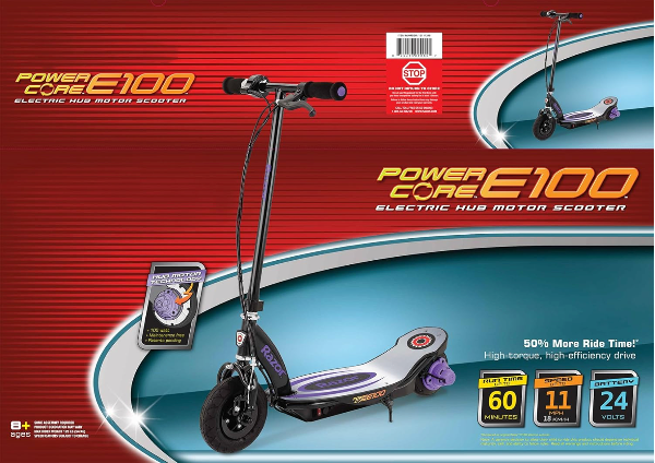 Scooter eléctrica Razor Power Core E100 Morado con negro - Imagen 9